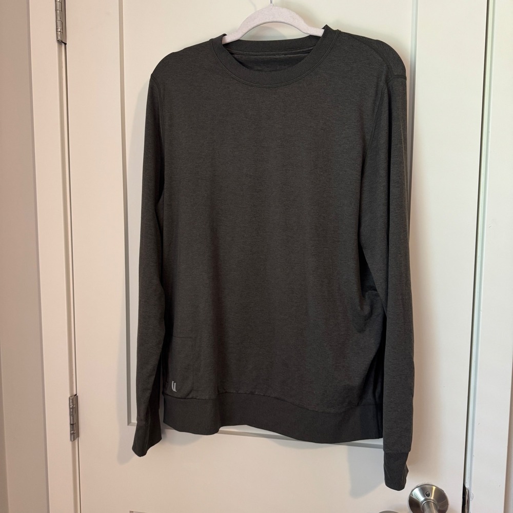 Vuori Ponto Performance Crewneck Mens Charcoal Heather Gray Zip‎ Pocket Pullover